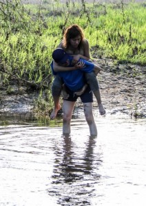 Create meme: girl, nature, river