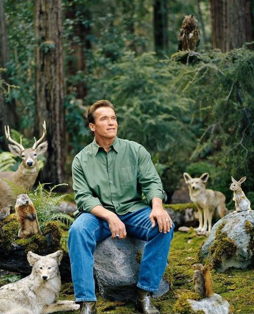 Create meme: Schwarzenegger in the woods, Schwarzenegger on the nature of the meme, schwarzenegger in nature