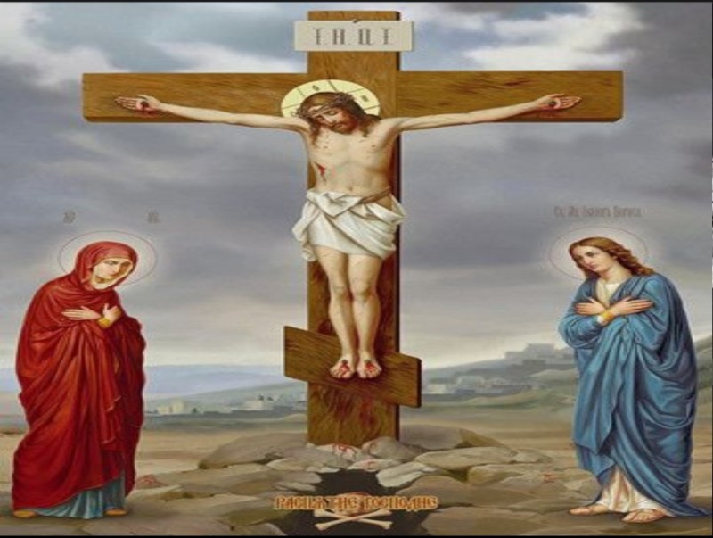 Создать мем: икона распятие, картина распятие христа, голгофа распятие христа