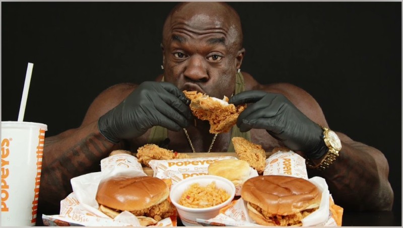 Create meme: items on the table, eating a burger, nigger food
