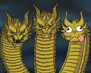 Create meme: gidora meme drawn, three-headed dragon meme, gidora