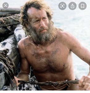 Create meme: outcast movie 2000, Tom Hanks with a beard, the cast away Tom Hanks lost weight for the movie pariah