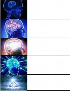 Create meme: memes glowing brain, meme evolution of the brain, meme with brain pattern