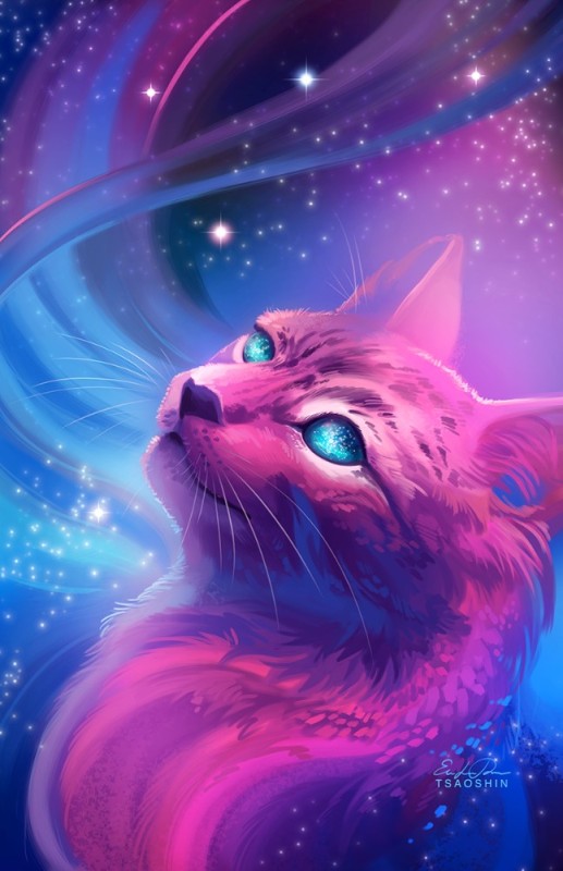 Создать мем: кошачий арт, космические котята, кошка арт