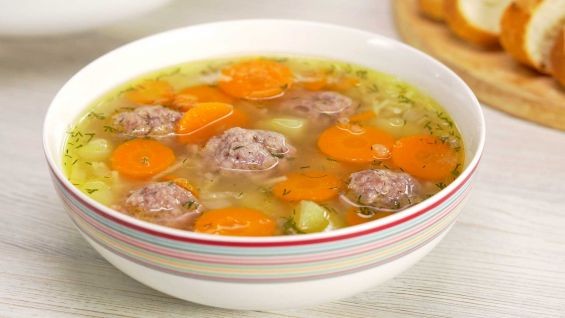 Создать мем: супчик с фрикадельками, самый вкусный суп, суп с фрикадельками и рисом