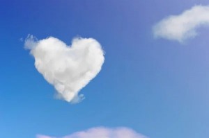 Create meme: heart in the sky, heart from clouds, blurred image