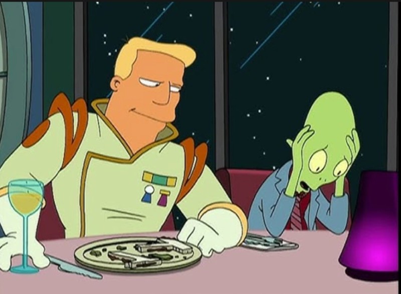 Create meme: futurama , Futurama The green alien, Sepp Brannigan and Keefe