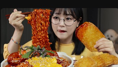 Create meme: mukbang, food , korean food