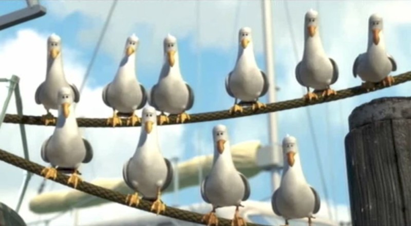 Create meme: give give give seagulls, let seagulls, the Seagull from the movie finding Nemo