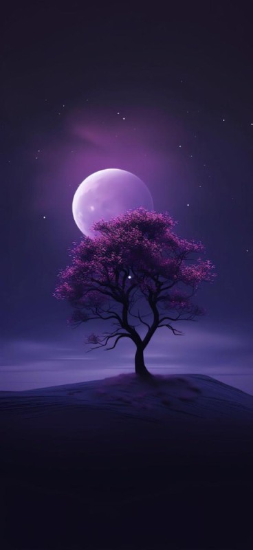 Create meme: purple moon, night moon sakura, lilac moon