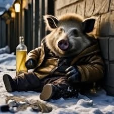 Create meme: drunk hedgehog, animals , pig 