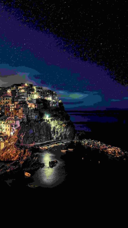 Создать мем: город манарола, ла специя италия ночь, чинкве-терре