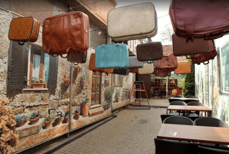 Create meme: leather products, cafe veranda, bags 