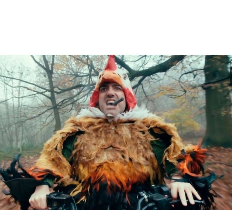 Create meme: screenshot , rooster costume, the chicken suit