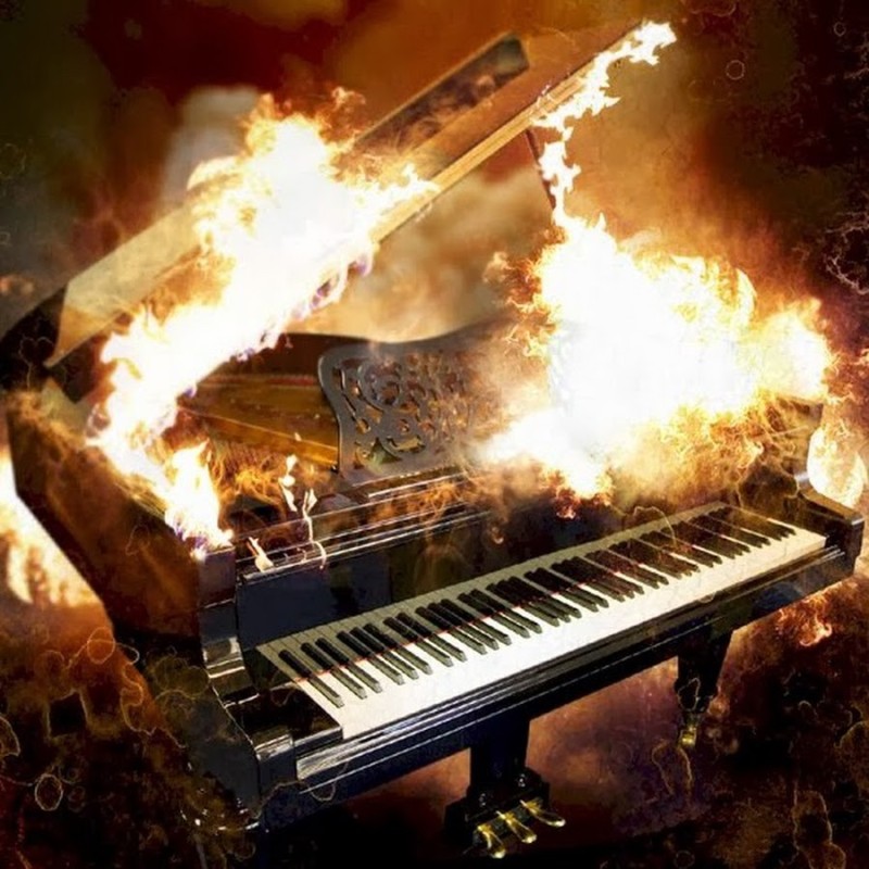 Create meme: burning piano, burning piano, The piano was burned