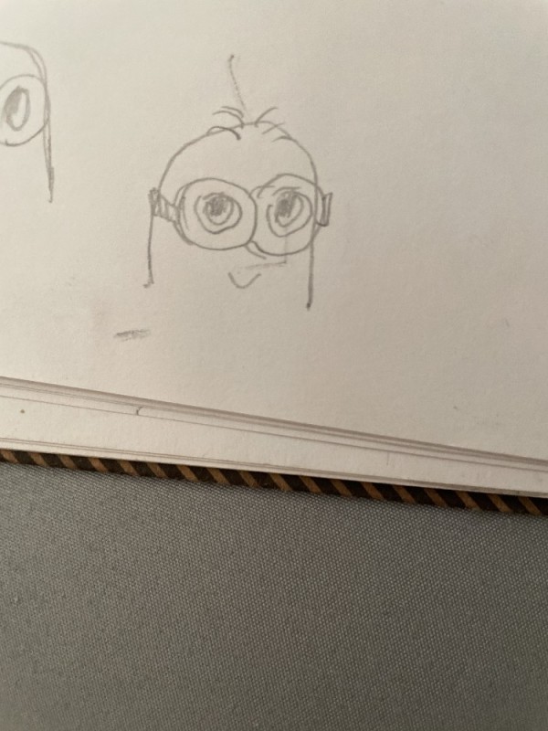 Create meme: minions with a pencil for drawing, drawing a minion with a simple pencil, drawings for drawing minions