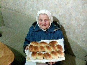 Create meme: grandmother with pies