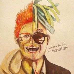 Create meme: drawings on drugs, David Bowie portrait, figure