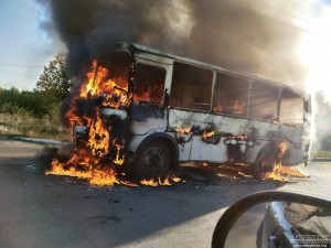 Create meme: burning bus, burned bus