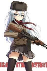 Create meme: anime girl, anime Chan with AK 47