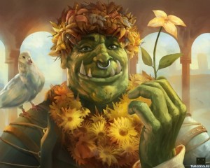 Create meme: funny goblins, orcs, ork with flowers