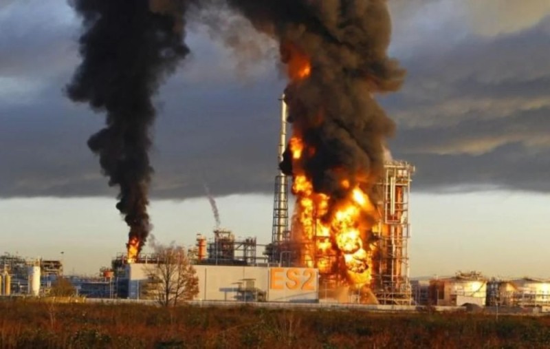 Создать мем: взрыв на химическом заводе phillips petroleum company, нефтеперерабатывающий завод, взрыв нпз ухта