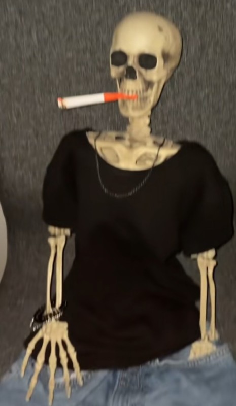 Create meme: skeleton with a cigarette, skeleton , skeleton for halloween