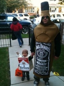 Create meme: Halloween costume, dad in the costume fun, costume Jack Daniels