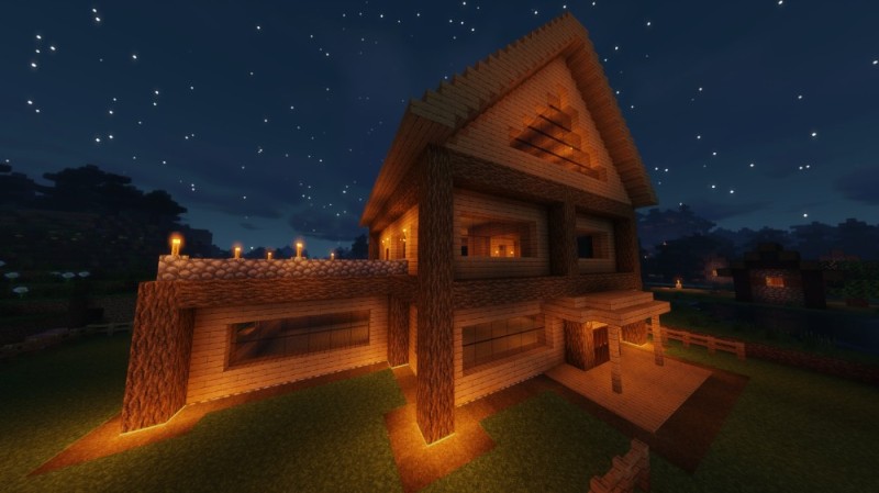 Create meme: minecraft mansion, wooden house in minecraft, beautiful vanilla house in minecraft