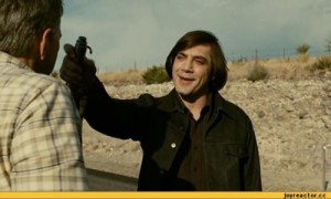 Create meme: anton chigurh, ihtiyarlara yer yok, javier bardem