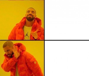 Create meme: meme with a black man in the orange jacket original, drake meme template, meme with Drake pattern