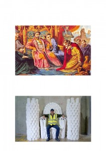 Создать мем: русские святые, александр невский и хан батый, князь перед ханом