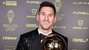 Create meme: Golden ball, Lionel Messi