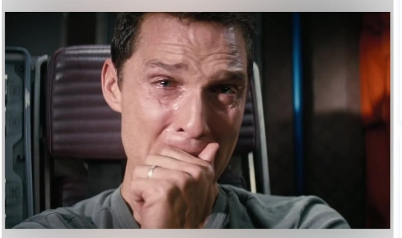 Create meme: McConaughey crying meme, interstellar memes, interstellar meme