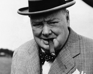 Create meme: Churchill laughs, Winston Churchill portrait with a cigar, Churchill cigar
