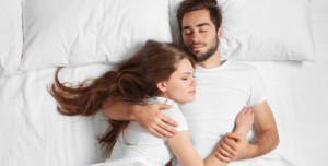 Create meme: in bed together, young couple in bed, couple in bed