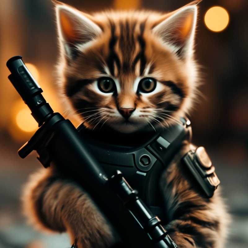 Создать мем: боевые котики, котики, кот с автоматом