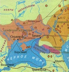 Create meme: scythians settlement map, campaigns of Prince Svyatoslav, map 
