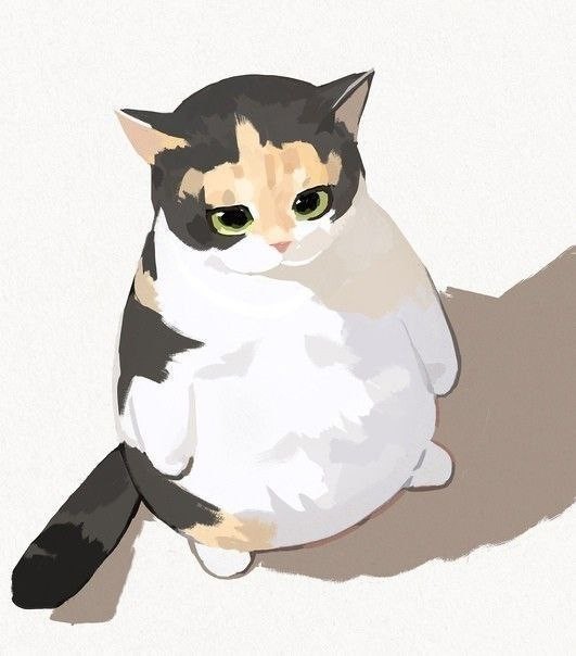 Создать мем: кот арт, рисунки милых котиков, котик арт