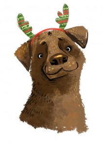 Создать мем: dog christmas, собака рождество, рождественские иллюстрации