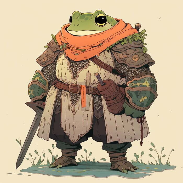 Создать мем: жаба арт, жаба воин, жаба самурай