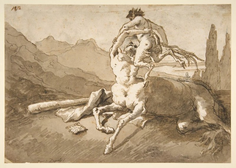 Create meme: Giovanni Domenico Tiepolo, satyr and centaur, Giovanni Domenico Tiepolo "Trojan horse"