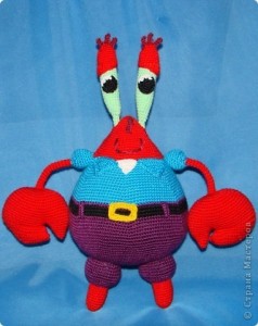 Create meme: knitted toys from sponge Bob crochet, Mr. Krabs amigurumi, Mr. Krabs toy