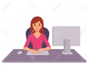 Create meme: business woman, clipart typing, girl call center vector