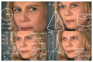 Create meme: confused by math lady, the woman calculates meme, a woman with formulas