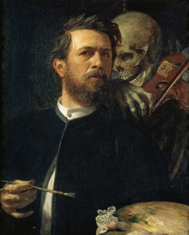 Создать мем: арнольд бёклин - автопортрет со смертью, 1872г, автопортрет со смертью играющей на скрипке, бёклин арнольд