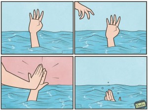 Create meme: fingers, Not Waving but Drowning, comics