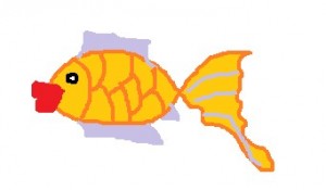 Create meme: fish, goldfish drawn in color, draw a fish