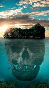 Create meme: A scary island in the sea, skull island Andreevka, The mysterious island