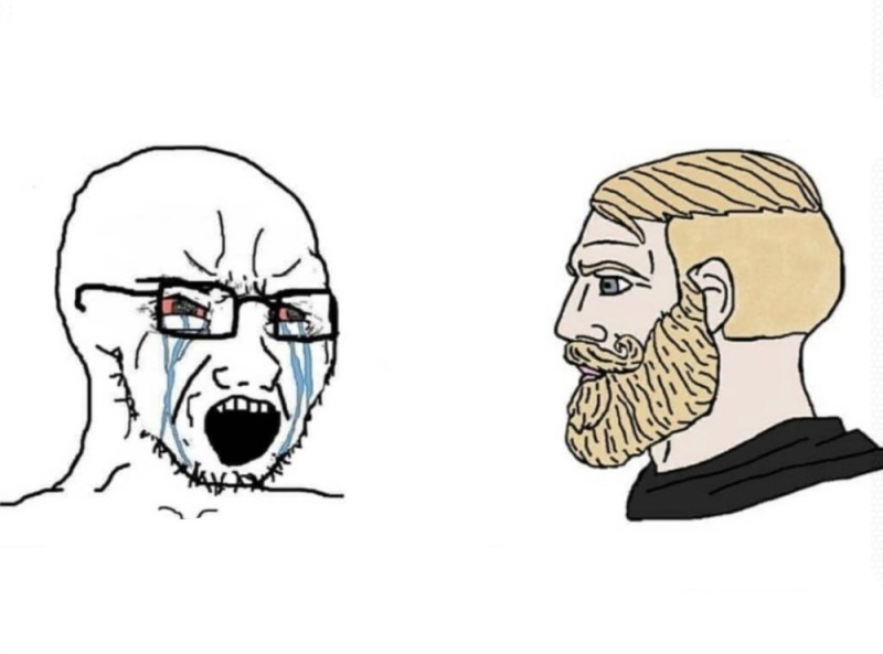 Create meme: chad meme with a beard, bearded man meme, wojak chad